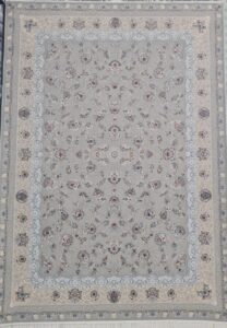 فرش طرح مونالیزا نقره ای 2280 1200شانه برجسته تمام آکریلیک
