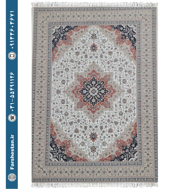 فرش طرح هریس سفید 1200شانه برجسته تمام آکریلیک