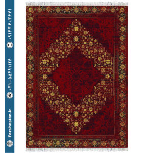 فرش طرح هرمان لاکی زرد- 1200 شانه تمام آکریلیک